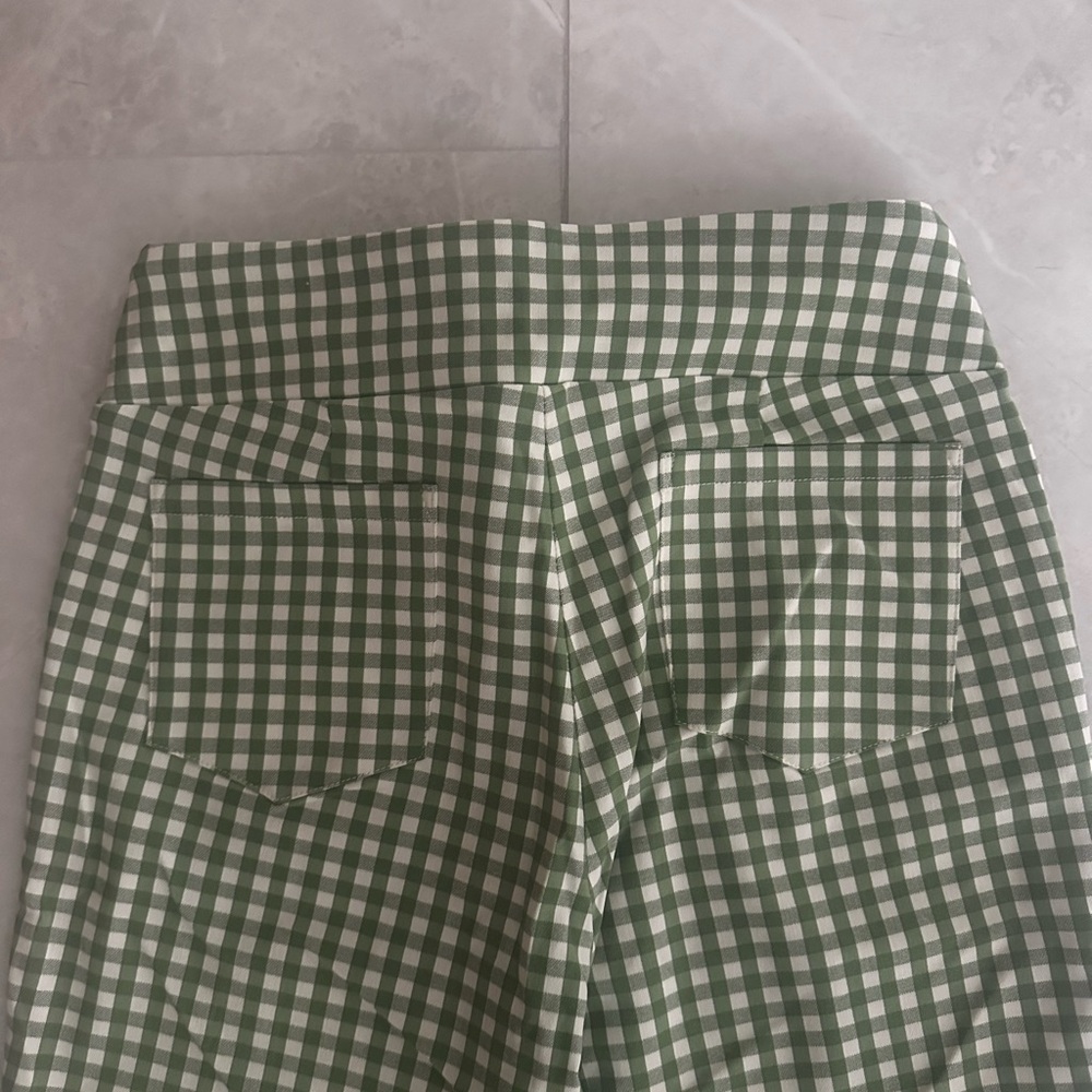 J. McLaughlin Ivy Pant Green and White Checkered Cropped Pants - Picture 3 of 4